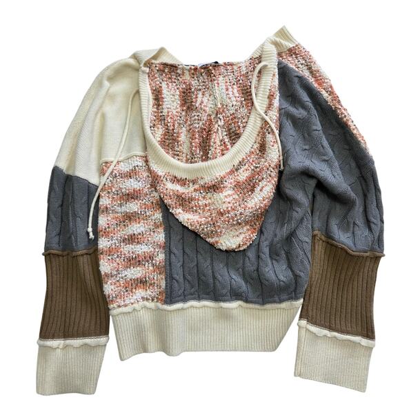 Papaya Branch oversized Cardigan sweater hoodie, womens size Xl, multi-colored - Picture 2 of 8